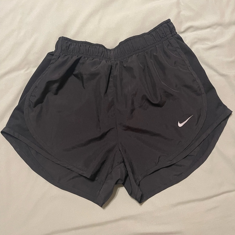Nike Women's Black Athletic Shorts with White Logo